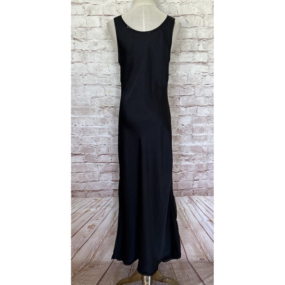 ALL:ROW Womens Maxi Dress Black Satin Empire Waist Sleeveless Side Slits  Size S - Picture 4 of 7